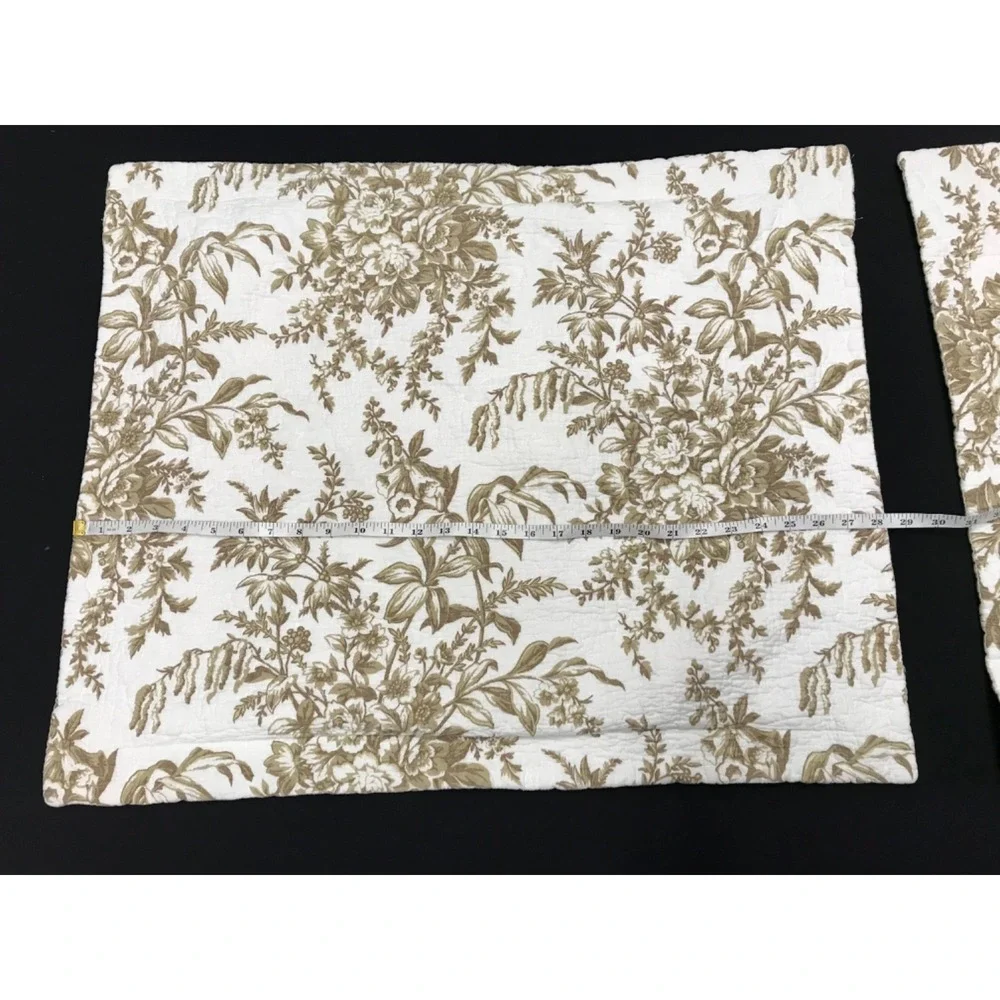 Laura Ashley 2 Pillow Shams Quilted Floral Cottage Shabby 100% Cotton 21x27